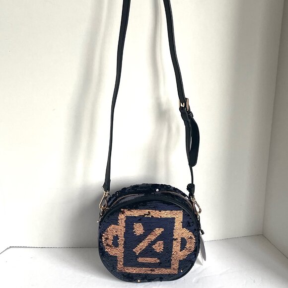 Desigual Round Crossbody Bag Purple Robot Reversible Sequins Shoulder - Picture 5 of 10